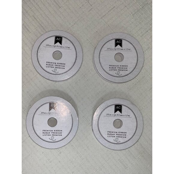 Set Of 4 American Crafts Premium Ribbon Spools With Metallic & Patterned Designs - Picture 2 of 3